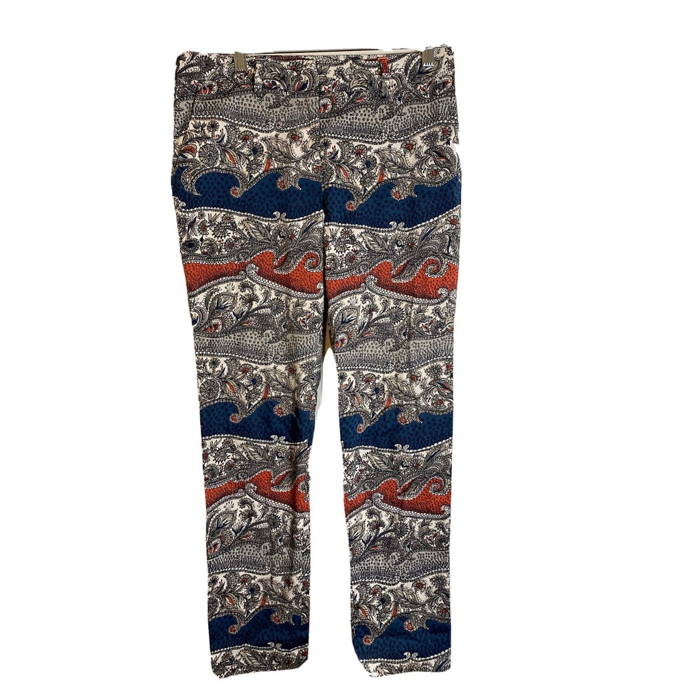 BCBG Paris Floral Paisley Pants Womens Size 6 Ankle Boyfriend Dress Slacks
